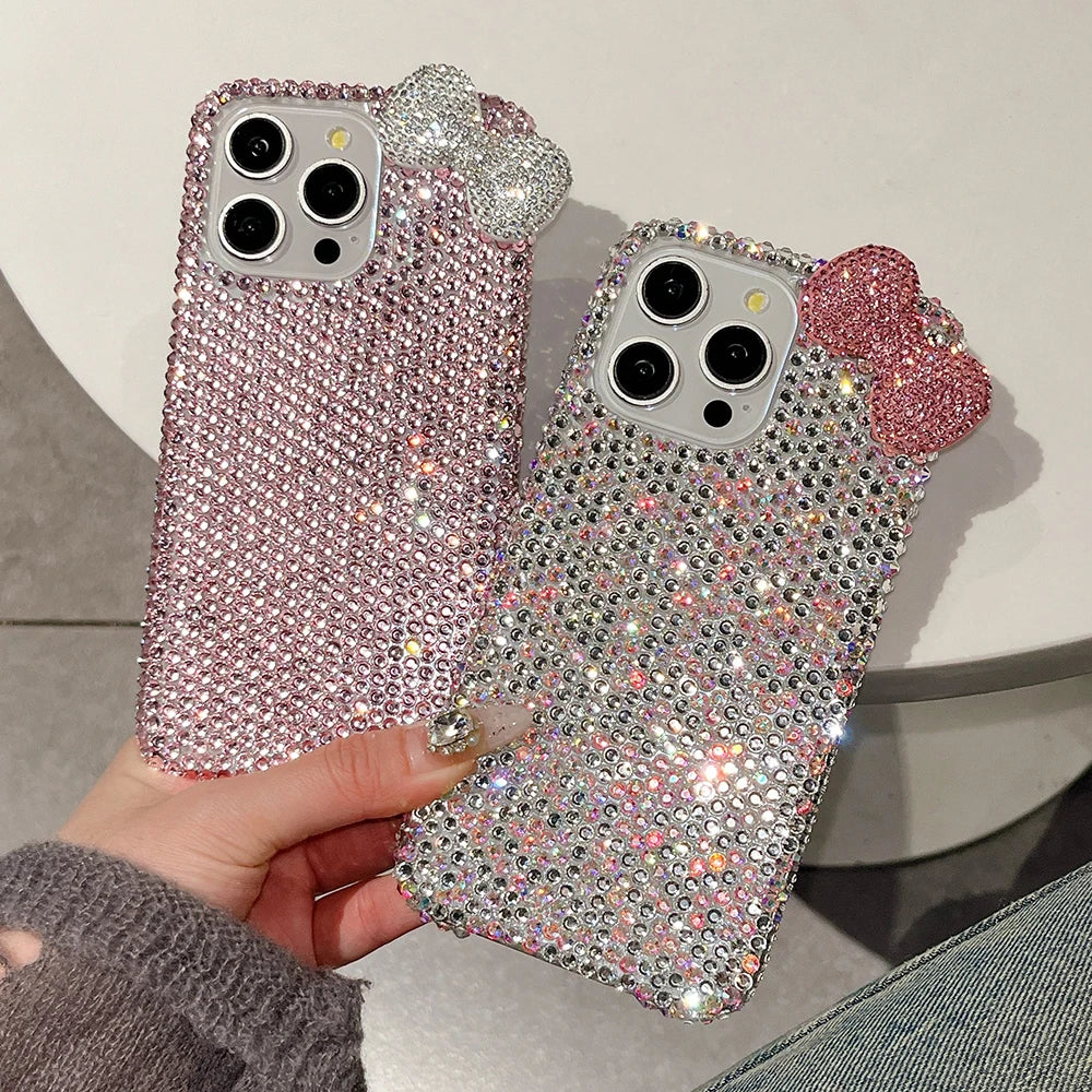 3D glitter bowknot diamond phone case for iPhone 13–18 models by HSF Marketplace