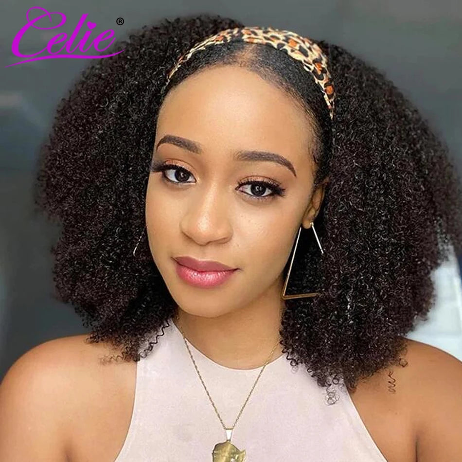 Celiehair kinky curly headband wig, Brazilian human hair wig for women by HSF Marketplace