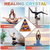A Pyramid Containing Amethyst and Golden Lotus Flowers, Used for Spiritual Decoration and Healing Crystals of Positive Energy