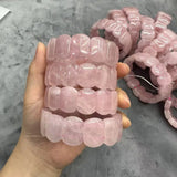 AA Quality Rose Quartz Stone Beads Bracelet Natural Gemstone Charming Bangle Fine Jewelry for Woman for Gift Wholesale !