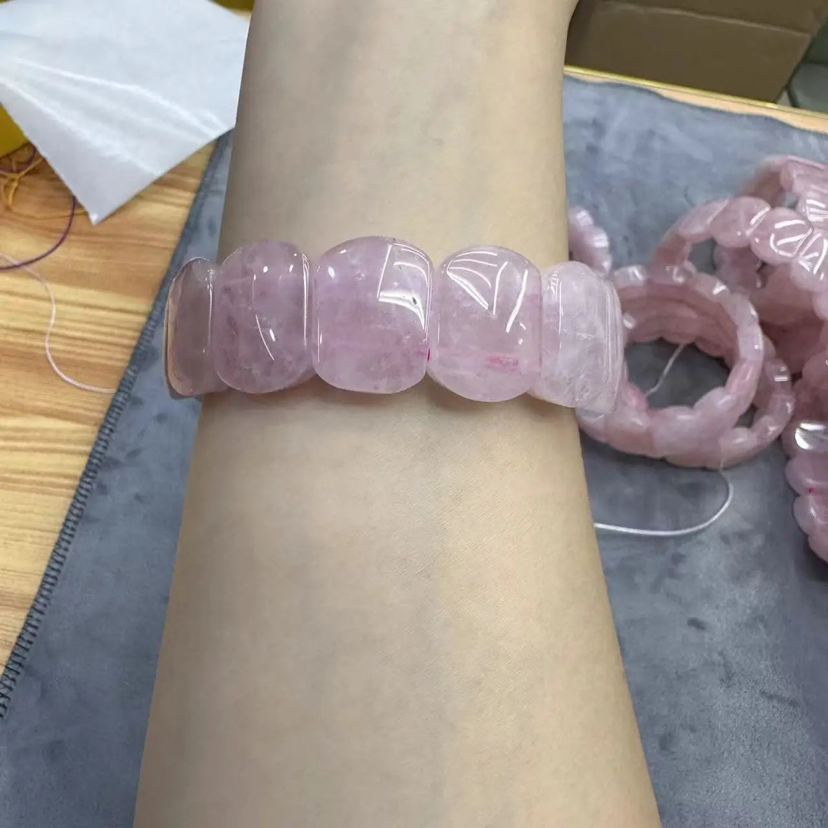 AA Quality Rose Quartz Stone Beads Bracelet Natural Gemstone Charming Bangle Fine Jewelry for Woman for Gift Wholesale !