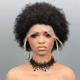 Afro Kinky Curly 13x4 Lace Front Human Hair Wigs 180% Density Short Pixie Cut Wig For Women Short Curly Pixie Remy Wig 6 Inch