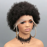 Afro Kinky Curly 13x4 Lace Front Human Hair Wigs 180% Density Short Pixie Cut Wig For Women Short Curly Pixie Remy Wig 6 Inch