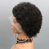 Afro Kinky Curly 13x4 Lace Front Human Hair Wigs 180% Density Short Pixie Cut Wig For Women Short Curly Pixie Remy Wig 6 Inch