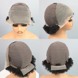 Afro Kinky Curly 13x4 Lace Front Human Hair Wigs 180% Density Short Pixie Cut Wig For Women Short Curly Pixie Remy Wig 6 Inch