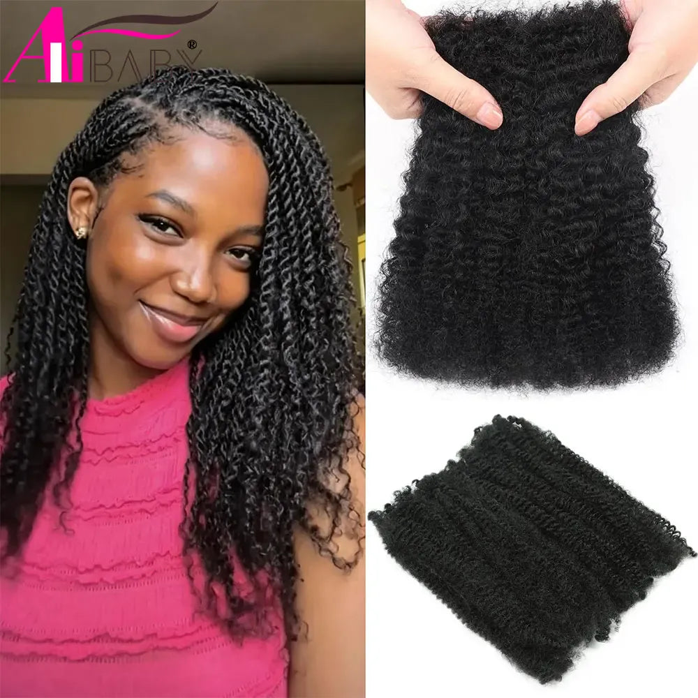 Alibaby 12 Inch Synthetic Afro Kinky Curly Crochet Hair Extensions Spring Twist Braiding Hair For Locs Braids Natural Looking