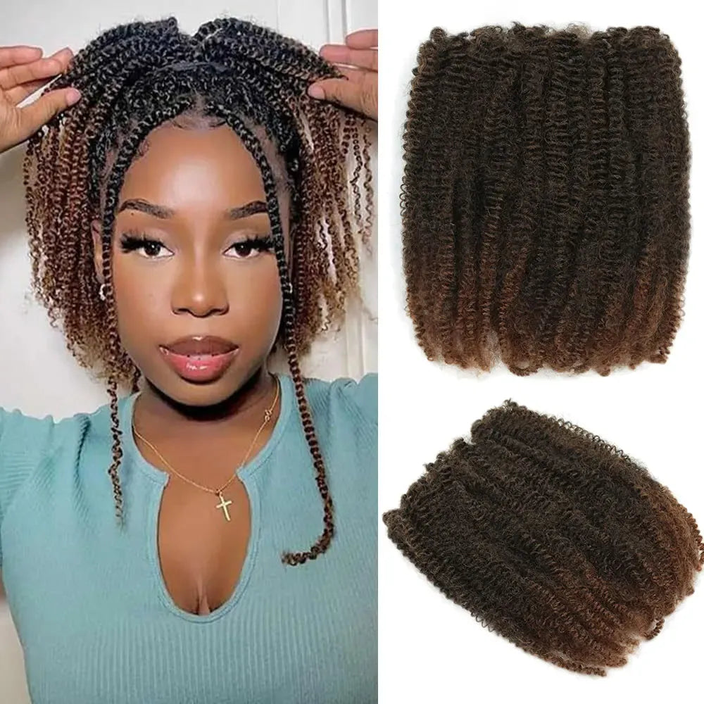 Alibaby 12 Inch Synthetic Afro Kinky Curly Crochet Hair Extensions Spring Twist Braiding Hair For Locs Braids Natural Looking