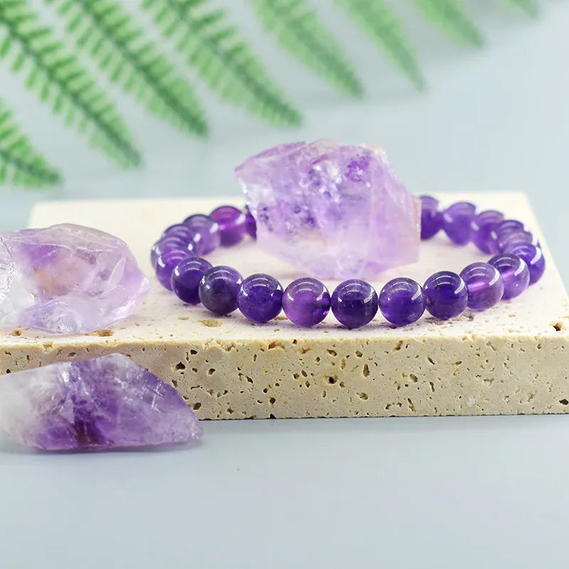 Amethust Bracelet Made of Real Natural Stone Beads Body-Purifying Geniune Amethyst Natural Crystal Bracelet for Women Pulsera