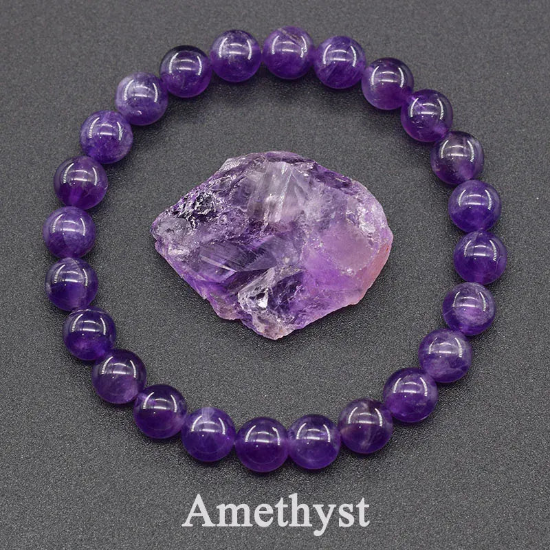 Amethust Bracelet Made of Real Natural Stone Beads Body-Purifying Geniune Amethyst Natural Crystal Bracelet for Women Pulsera