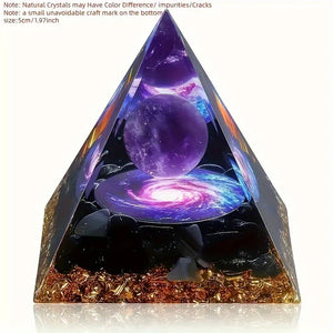 Amethyst Crystal Ball Pyramid, Natural Raw Stone Home Decor, Crystal Ornament for Meditation, Stress Relief and Positive Energy