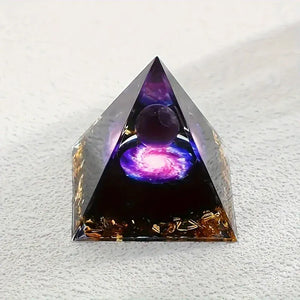 Amethyst Crystal Ball Pyramid, Natural Raw Stone Home Decor, Crystal Ornament for Meditation, Stress Relief and Positive Energy