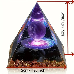 Amethyst Crystal Ball Pyramid, Natural Raw Stone Home Decor, Crystal Ornament for Meditation, Stress Relief and Positive Energy