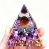 Amethyst Sphere Orgone Pyramid Tree of Life Symbol Natural Crystal Orgonite Pyramid Energy Generator Meditation Home Decor Gift