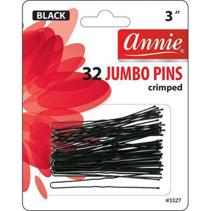 Annie Jumbo Pins Crimped 32 Count Black 3" #3327