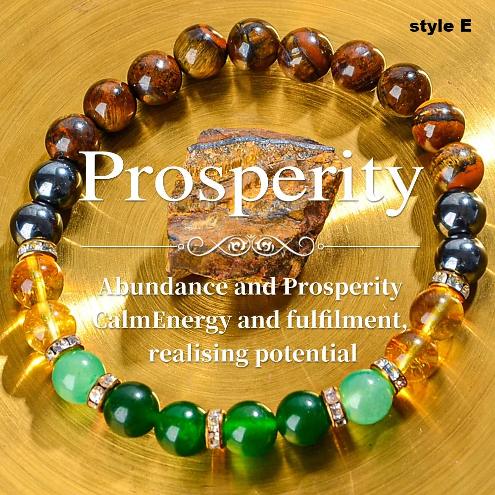 Anxiety Relief & Prosperity Crystal Bracelet Paired with Natural Gemstones