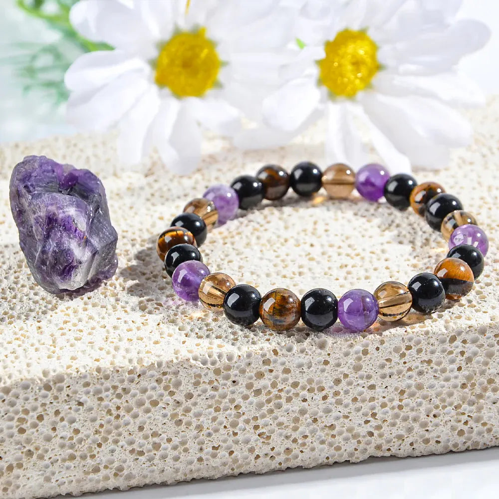 Anxiety Relief & Prosperity Crystal Bracelet Paired with Natural Gemstones