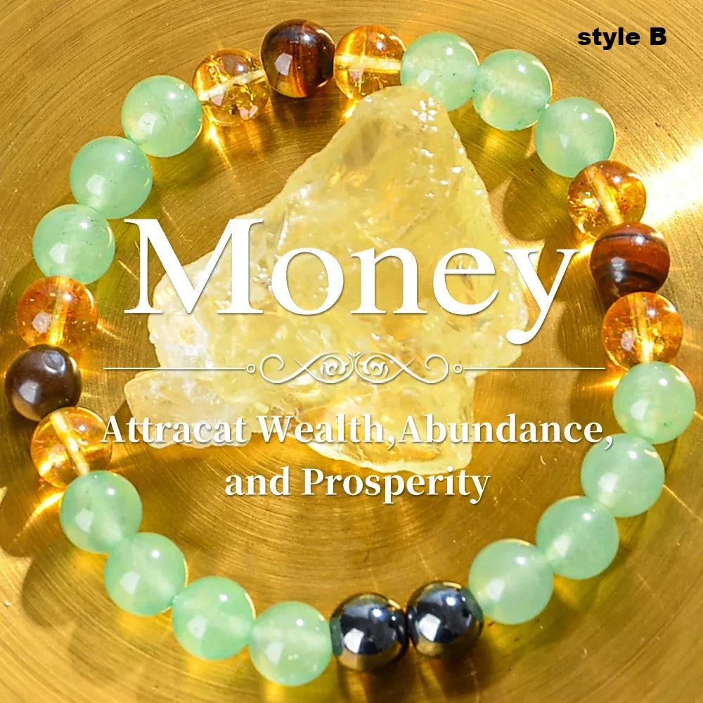 Anxiety Relief & Prosperity Crystal Bracelet Paired with Natural Gemstones