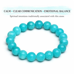 Aqua Blue Gemstone Stretch Bracelet for Calm, Communication & Emotional Balance