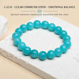 Aqua Blue Gemstone Stretch Bracelet for Calm, Communication & Emotional Balance