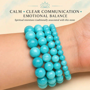 Aqua Blue Gemstone Stretch Bracelet for Calm, Communication & Emotional Balance