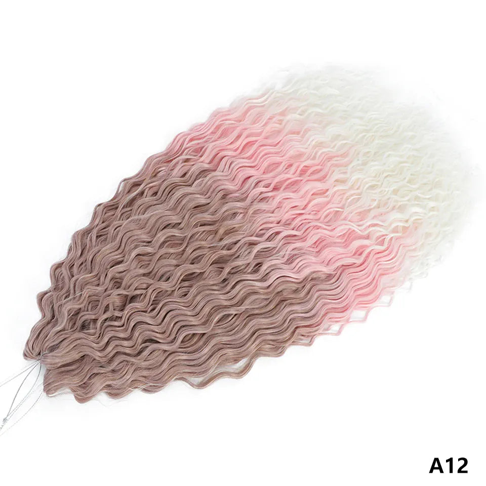 Ariel Curl Braiding Hair Extension 22 30 Inch Water Wave Twist Crochet Hair Synthetic Crochet Braids Ombre Green Pink Afro Curls