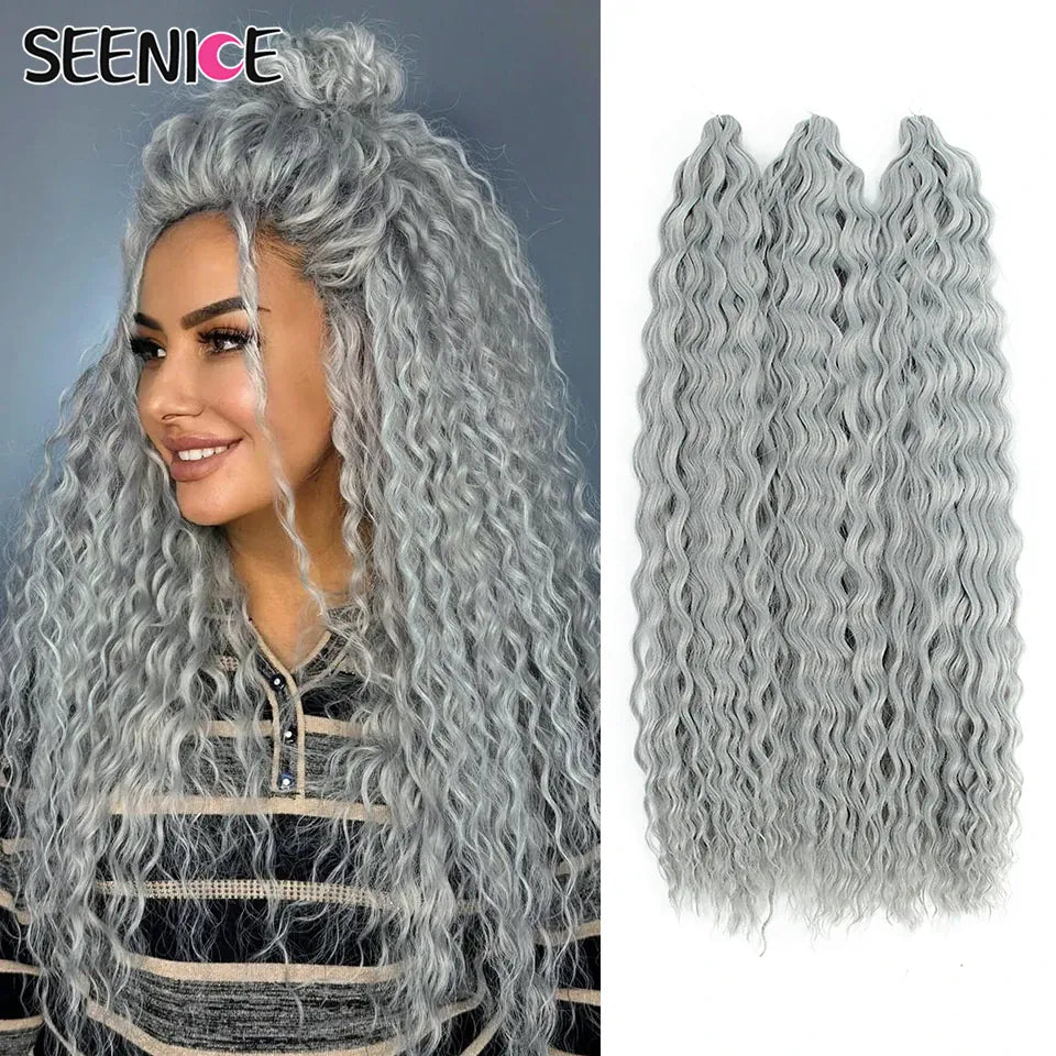 Ariel Curl Hair Synthetic Water Wave Twist Crochet Hair Afro Curls Crochet Braids Ombre Pink Braiding Hair Extension For Women