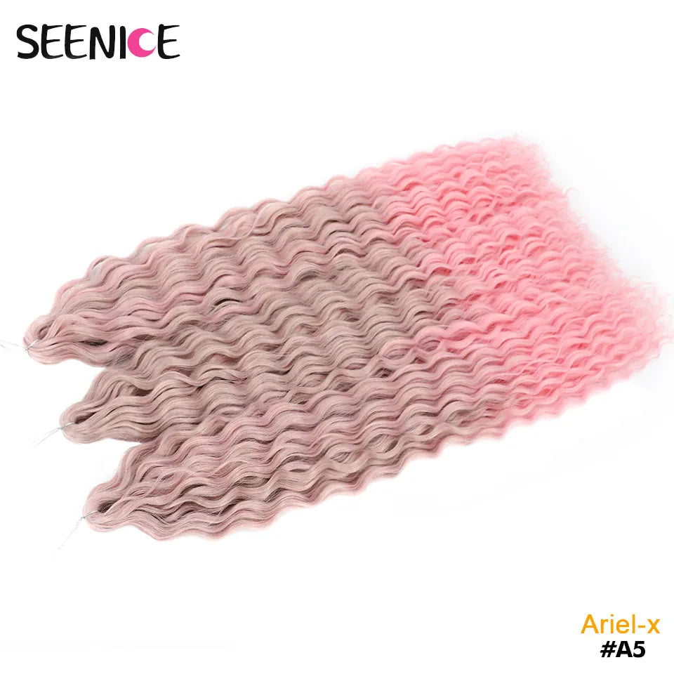 Ariel Curl Hair Synthetic Water Wave Twist Crochet Hair Afro Curls Crochet Braids Ombre Pink Braiding Hair Extension For Women