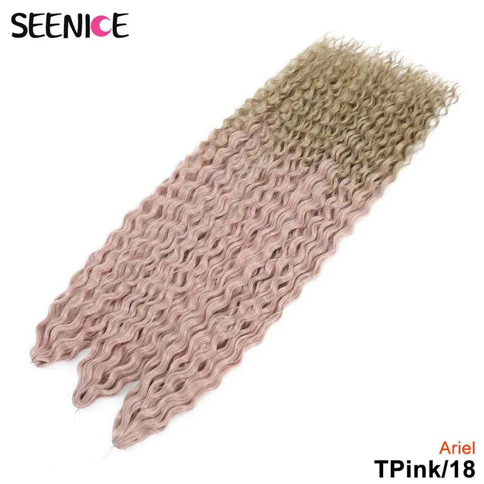 Ariel Curl Hair Synthetic Water Wave Twist Crochet Hair Afro Curls Crochet Braids Ombre Pink Braiding Hair Extension For Women
