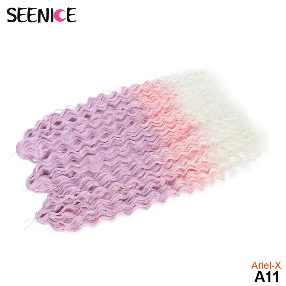 Ariel Curl Hair Synthetic Water Wave Twist Crochet Hair Afro Curls Crochet Braids Ombre Pink Braiding Hair Extension For Women