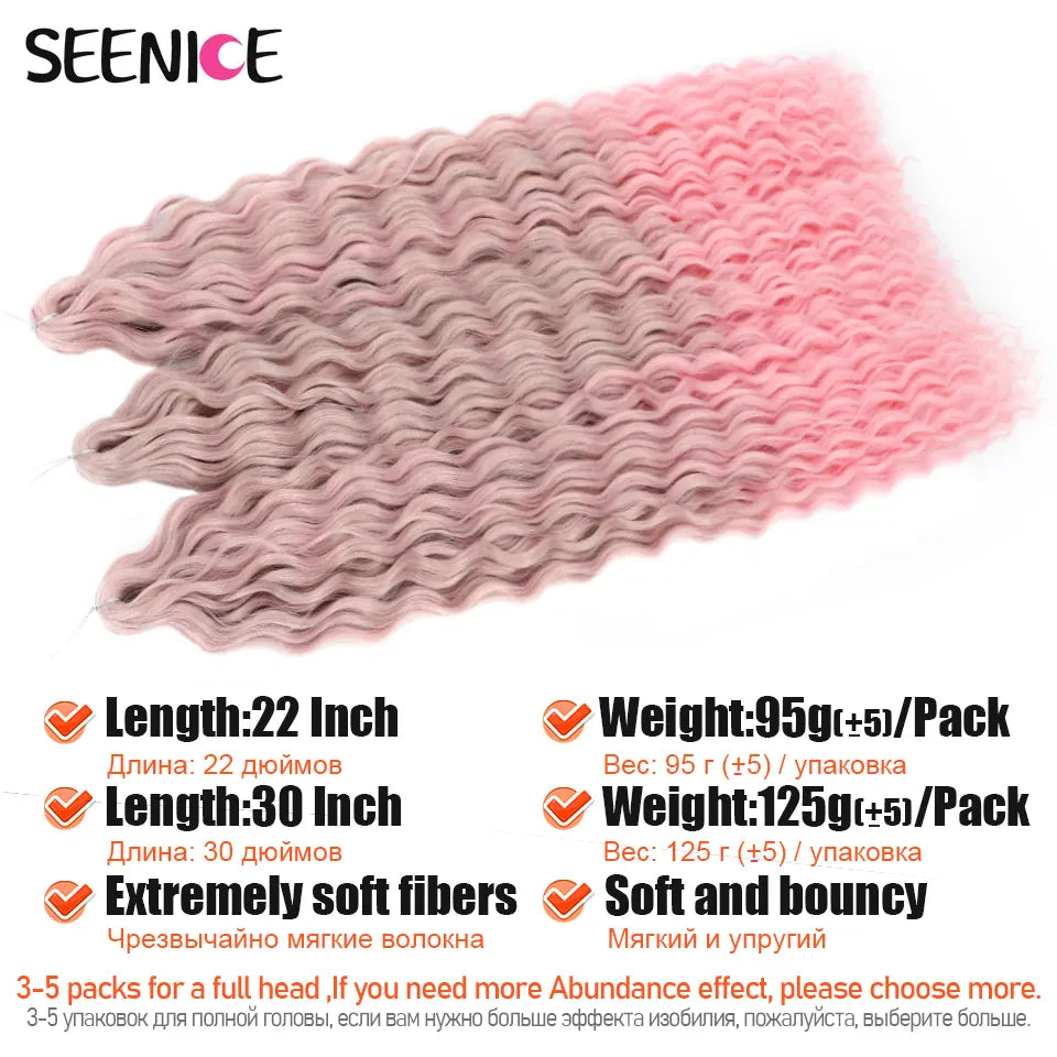 Ariel Curl Hair Synthetic Water Wave Twist Crochet Hair Afro Curls Crochet Braids Ombre Pink Braiding Hair Extension For Women