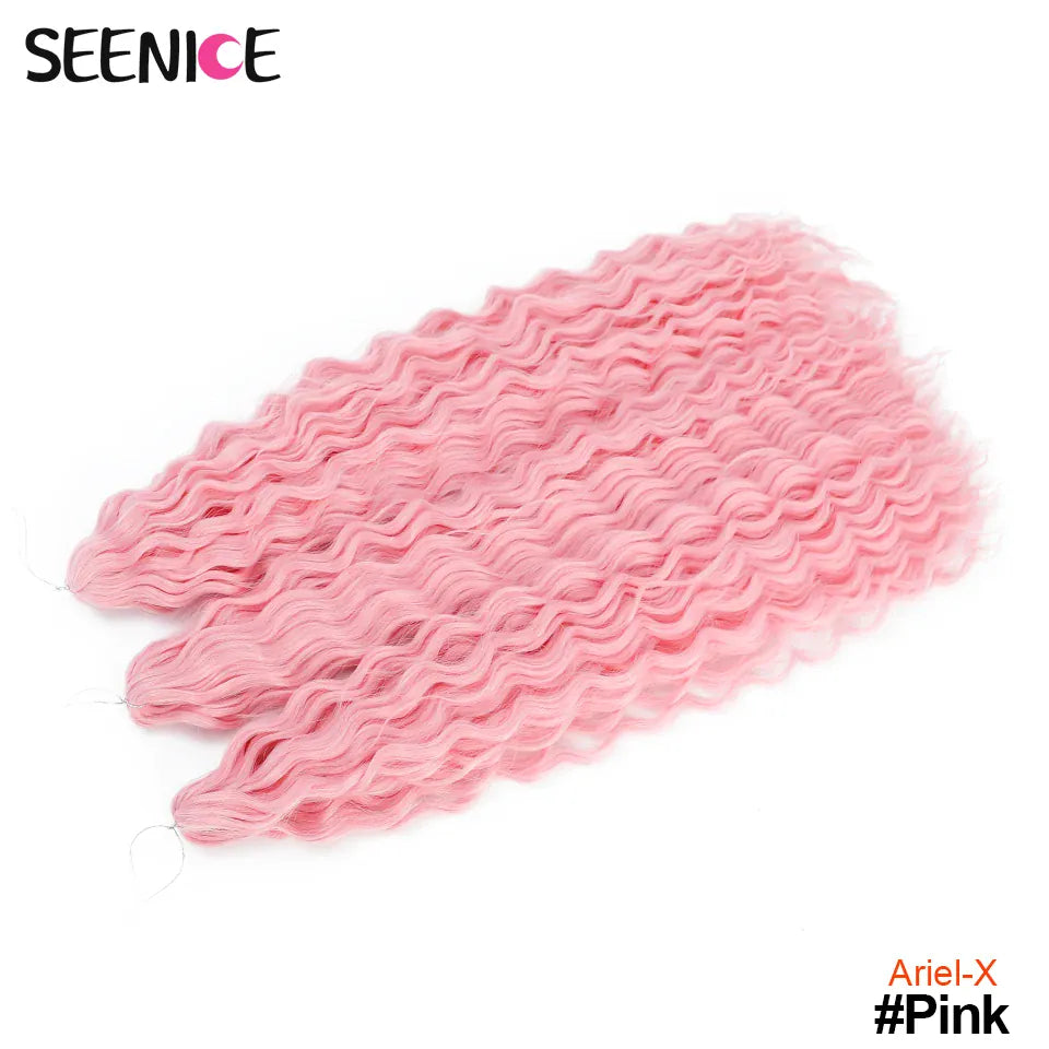 Ariel Curl Hair Synthetic Water Wave Twist Crochet Hair Afro Curls Crochet Braids Ombre Pink Braiding Hair Extension For Women
