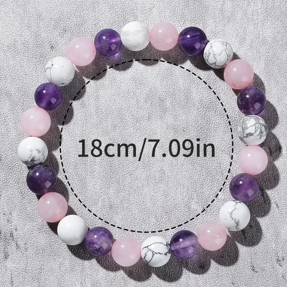 Aura balancing sleep bracelet with white turquoise, amethyst, and rose quartz natural stones by HSF Marketplace