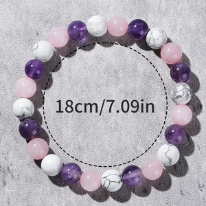Aura Balancing Sleep Bracelet Natural Stone (White Turquoise, Amethyst, Rose Quartz)