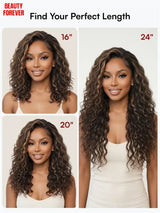 Beauty Forever 7x5 Golden Brown Human Hair Wig Water Wave Pre Cut HD Transparent Lace Pre Bleached Tiny Knots Glueless Wig