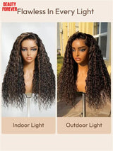 Beauty Forever 7x5 Golden Brown Human Hair Wig Water Wave Pre Cut HD Transparent Lace Pre Bleached Tiny Knots Glueless Wig