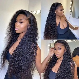 (Bella) Brazilian Water Wave Human Hair HD Lace Front Wig 13x4 or 13x6, 18-40 Inch, 200%-250% Density