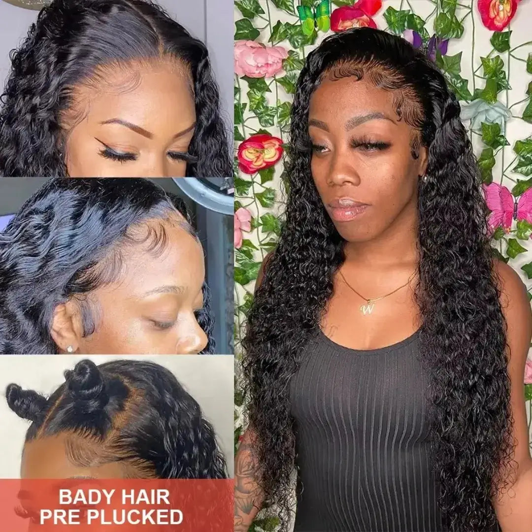 (Bellona) Brazilian Water Wave Human Hair HD Lace Front Wig 13x4 or 13x6, 20-40 Inch, 200% Density