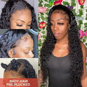 (Bella) Brazilian Water Wave Human Hair HD Lace Front Wig 13x4 or 13x6, 18-40 Inch, 200%-250% Density