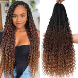 Bewill 1- 8 Packs Goddess Bohemian Box Braids Crochet Hair With Curly Ends 14 18 24 Inches Synthetic Box Braids Hair Extensions