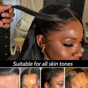(Black T) Bone Straight Bob Human Hair HD Lace Front Wig 13x4, 13x6 or 5x5, Vietnamese Hair, Glueless, 180-230% Density
