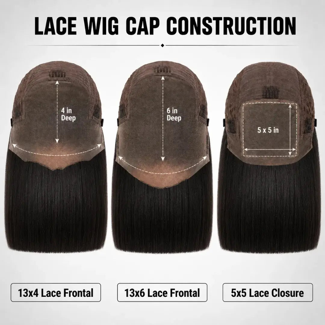 (Black T) Bone Straight Bob Human Hair HD Lace Front Wig 13x4, 13x6 or 5x5, Vietnamese Hair, Glueless, 180-230% Density