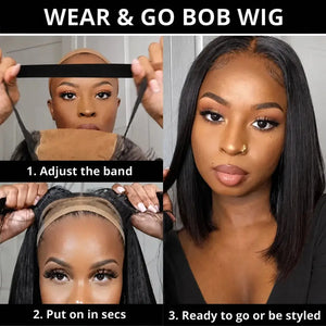 (Black T) Bone Straight Bob Human Hair HD Lace Front Wig 13x4, 13x6 or 5x5, Vietnamese Hair, Glueless, 180-230% Density