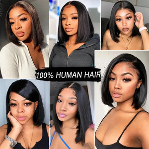 (Black T) Bone Straight Bob Human Hair HD Lace Front Wig 13x4, 13x6 or 5x5, Vietnamese Hair, Glueless, 180-230% Density