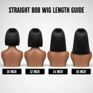 (Black T) Bone Straight Bob Human Hair HD Lace Front Wig 13x4, 13x6 or 5x5, Vietnamese Hair, Glueless, 180-230% Density