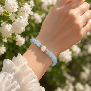 Blue & White Agate Spiritual Alignment Bracelet – Throat Chakra Healing Jewelry