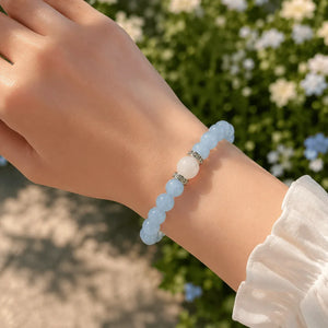 Blue & White Agate Spiritual Alignment Bracelet – Throat Chakra Healing Jewelry