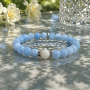Blue & White Agate Spiritual Alignment Bracelet – Throat Chakra Healing Jewelry