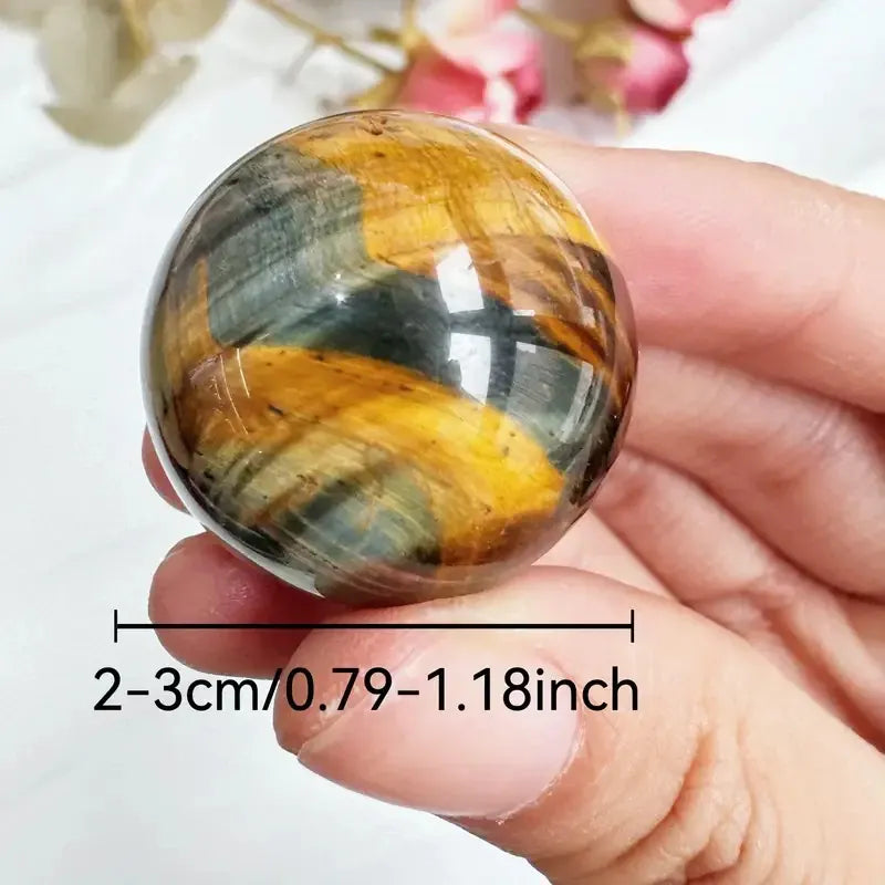 BlueYellow Tiger Eye Sphere 20-30mm Natural Quartz Crystal Ball for Home Decor, Jewelry Making & Crafts,Crystal Ball