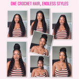 Bob Hairstyle Deep Wave Crochet Human Hair Bundles Boho Braid Hair Remy Pre-Separated Feather Invisible Crochet Hair Extensions