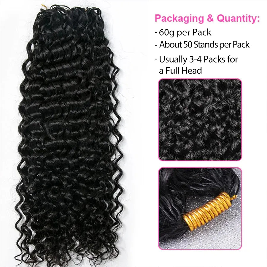 Bob Hairstyle Deep Wave Crochet Human Hair Bundles Boho Braid Hair Remy Pre-Separated Feather Invisible Crochet Hair Extensions